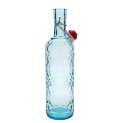 Bottiglia di vetro da 1.000 ml 'Oriente', azzurro, bocca: chiusura a leva