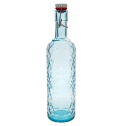 Bottiglia di vetro da 1.000 ml 'Oriente', azzurro, bocca: chiusura a leva