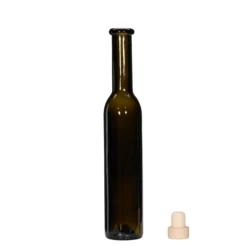 Bottiglia di vetro da 250 ml 'Rocky', verde antico, bocca: sughero