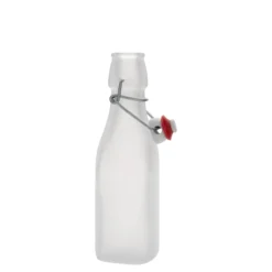 Bottiglia di vetro da 250 ml 'Swing, quadrata, bianca, bocca: chiusura a leva