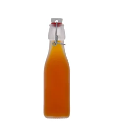 Bottiglia di vetro da 250 ml 'Swing, quadrata, bianca, bocca: chiusura a leva