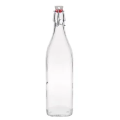 Bottiglia di vetro da 1.000 ml 'Swing, quadrata, bocca: chiusura a leva