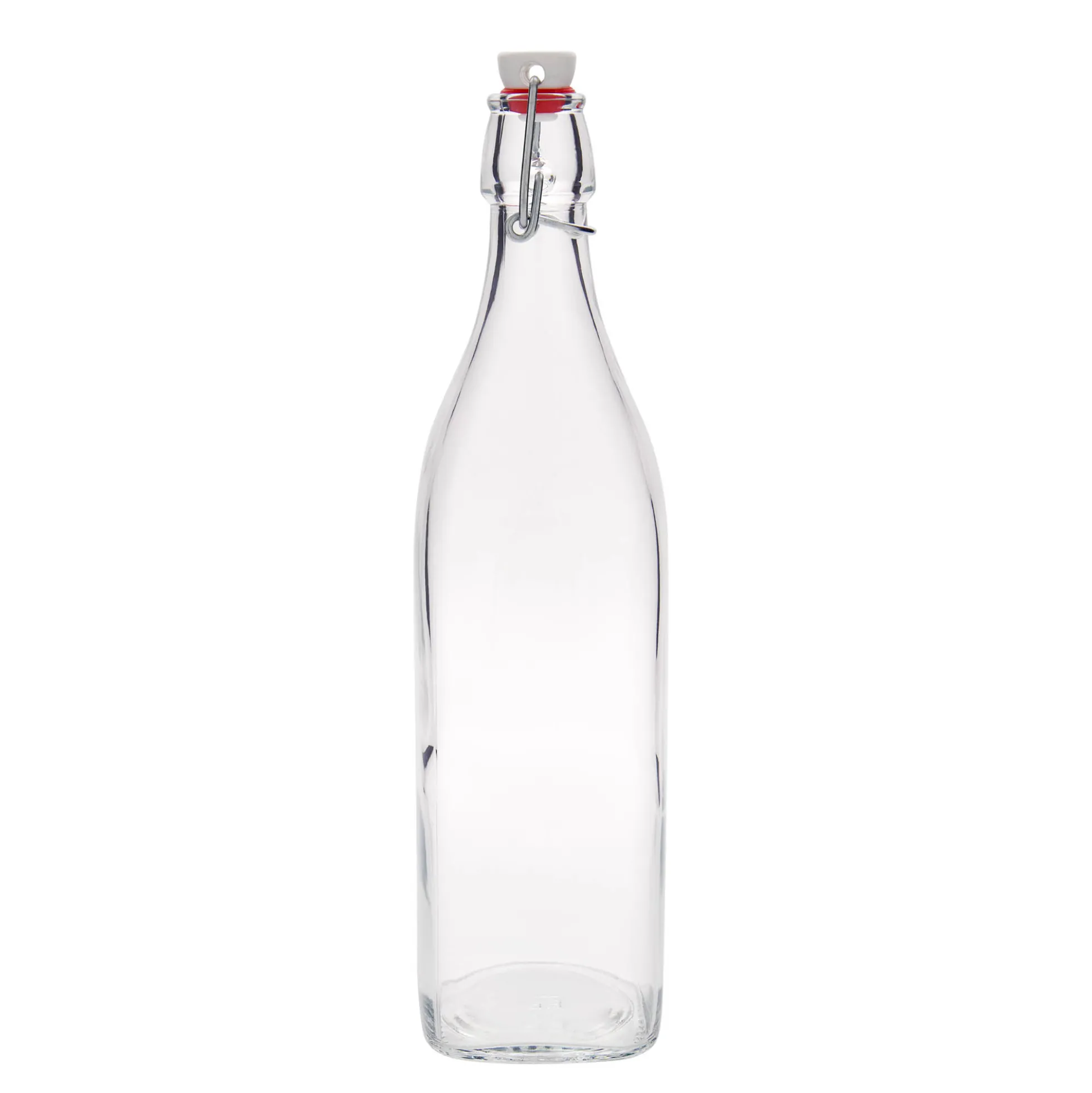 Bottiglia di vetro da 1.000 ml 'Swing, quadrata, bocca: chiusura a leva