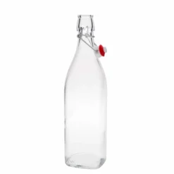 Bottiglia di vetro da 1.000 ml 'Swing, quadrata, bocca: chiusura a leva
