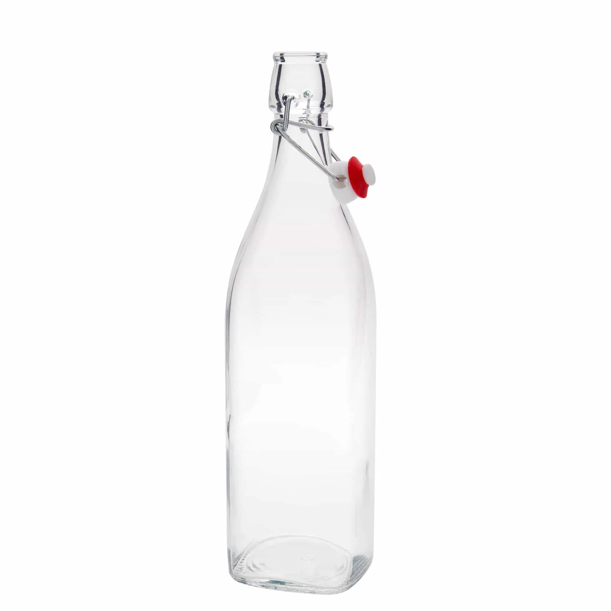 Bottiglia di vetro da 1.000 ml 'Swing, quadrata, bocca: chiusura a leva