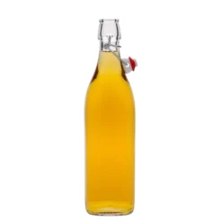 Bottiglia di vetro da 1.000 ml 'Swing, quadrata, bocca: chiusura a leva