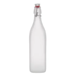 Bottiglia di vetro da 1.000 ml 'Swing, quadrata, ghiacciata, bocca: chiusura a leva