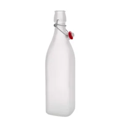 Bottiglia di vetro da 1.000 ml 'Swing, quadrata, ghiacciata, bocca: chiusura a leva