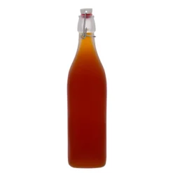 Bottiglia di vetro da 1.000 ml 'Swing, quadrata, ghiacciata, bocca: chiusura a leva