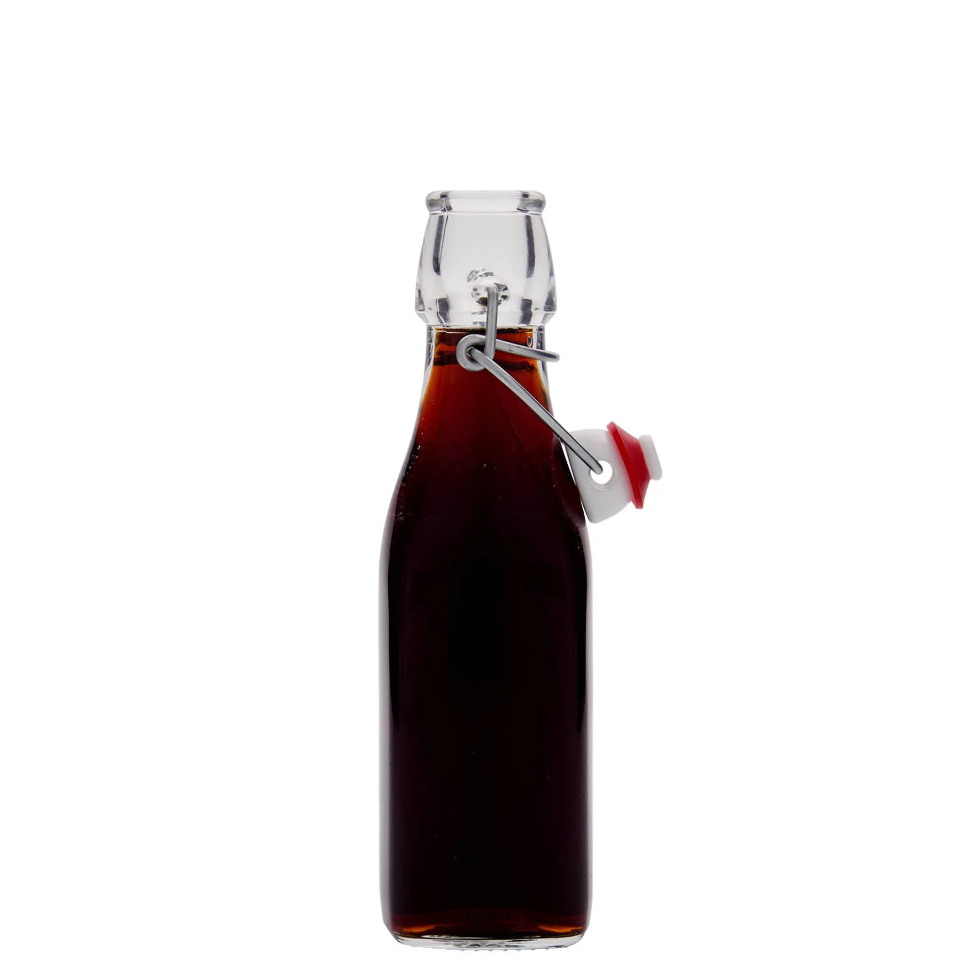 Bottiglia di vetro da 250 ml 'Swing, quadrata, bocca: chiusura a leva'