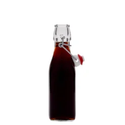 Bottiglia di vetro da 250 ml 'Swing, quadrata, bocca: chiusura a leva'