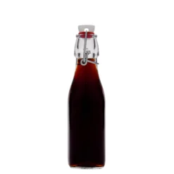 Bottiglia di vetro da 250 ml 'Swing, quadrata, bocca: chiusura a leva'
