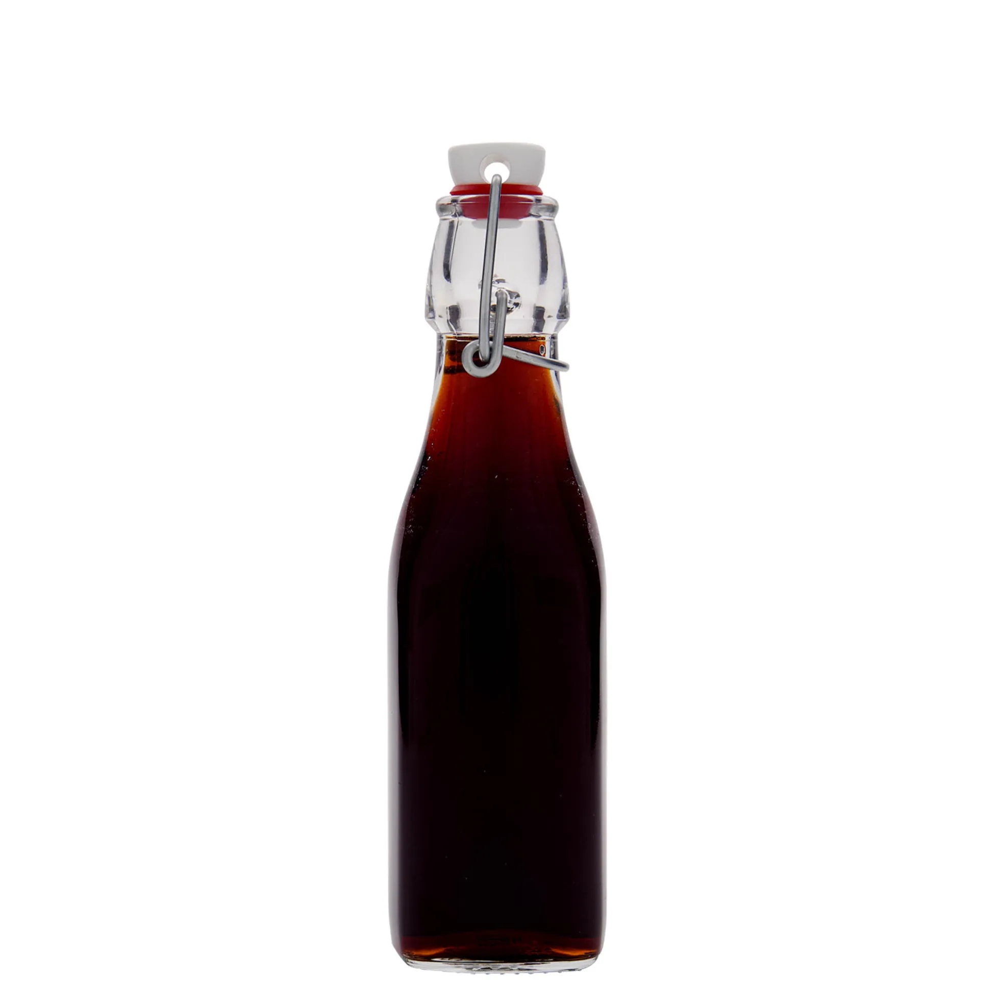 Bottiglia di vetro da 250 ml 'Swing, quadrata, bocca: chiusura a leva'