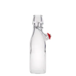 Bottiglia di vetro da 250 ml 'Swing, quadrata, bocca: chiusura a leva'