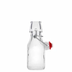 Bottiglia di vetro da 125 ml 'Swing', quadrata, bocca: chiusura a leva