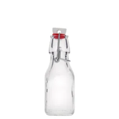 Bottiglia di vetro da 125 ml 'Swing', quadrata, bocca: chiusura a leva