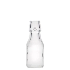 Bottiglia di vetro da 125 ml 'Swing', quadrata, bocca: chiusura a leva