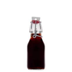 Bottiglia di vetro da 125 ml 'Swing', quadrata, bocca: chiusura a leva
