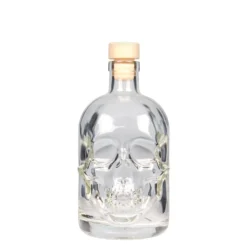 Bottiglia di vetro da 500 ml 'Teschio', bocca: sughero