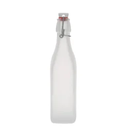 Bottiglia di vetro 500 ml 'Swing, quadrata, bianca, bocca: chiusura a leva