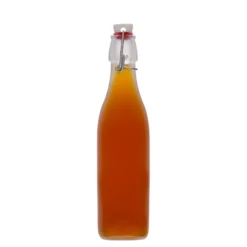 Bottiglia di vetro 500 ml 'Swing, quadrata, bianca, bocca: chiusura a leva