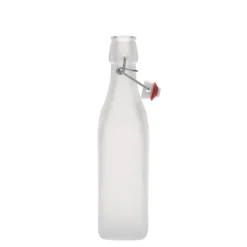 Bottiglia di vetro 500 ml 'Swing, quadrata, bianca, bocca: chiusura a leva