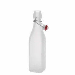 Bottiglia di vetro 500 ml 'Swing, quadrata, bianca, bocca: chiusura a leva