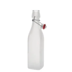 Bottiglia di vetro 500 ml 'Swing, quadrata, bianca, bocca: chiusura a leva