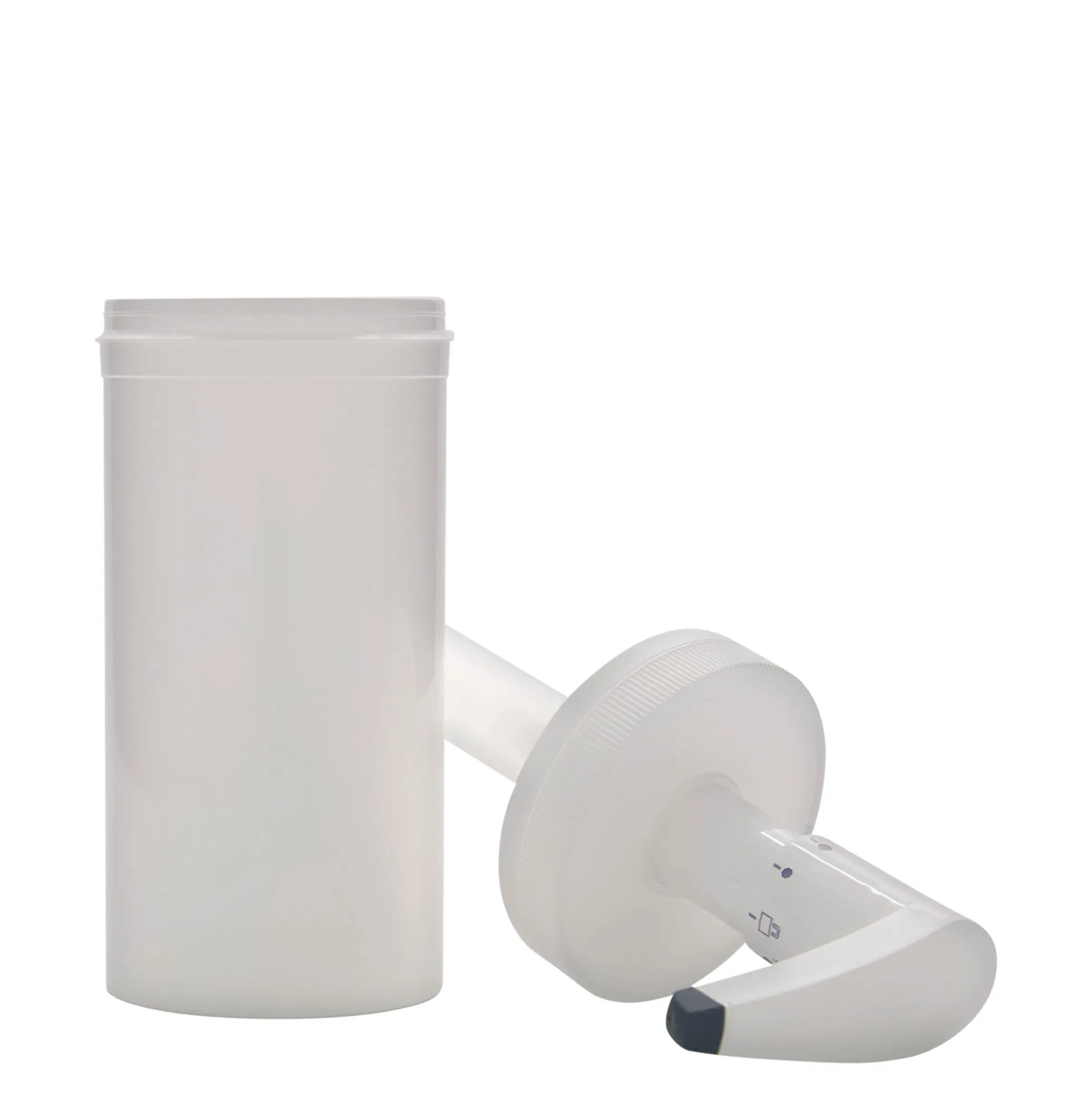 Bottiglia dosatrice da 655 ml 'Securibox', plastica PP, bianca, bocca: chiusura a vite