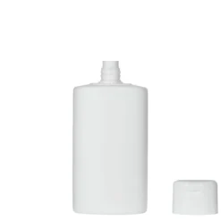 Bottiglia in plastica da 250 ml 'Indy', ovale, HDPE, bianca, bocca: chiusura a vite
