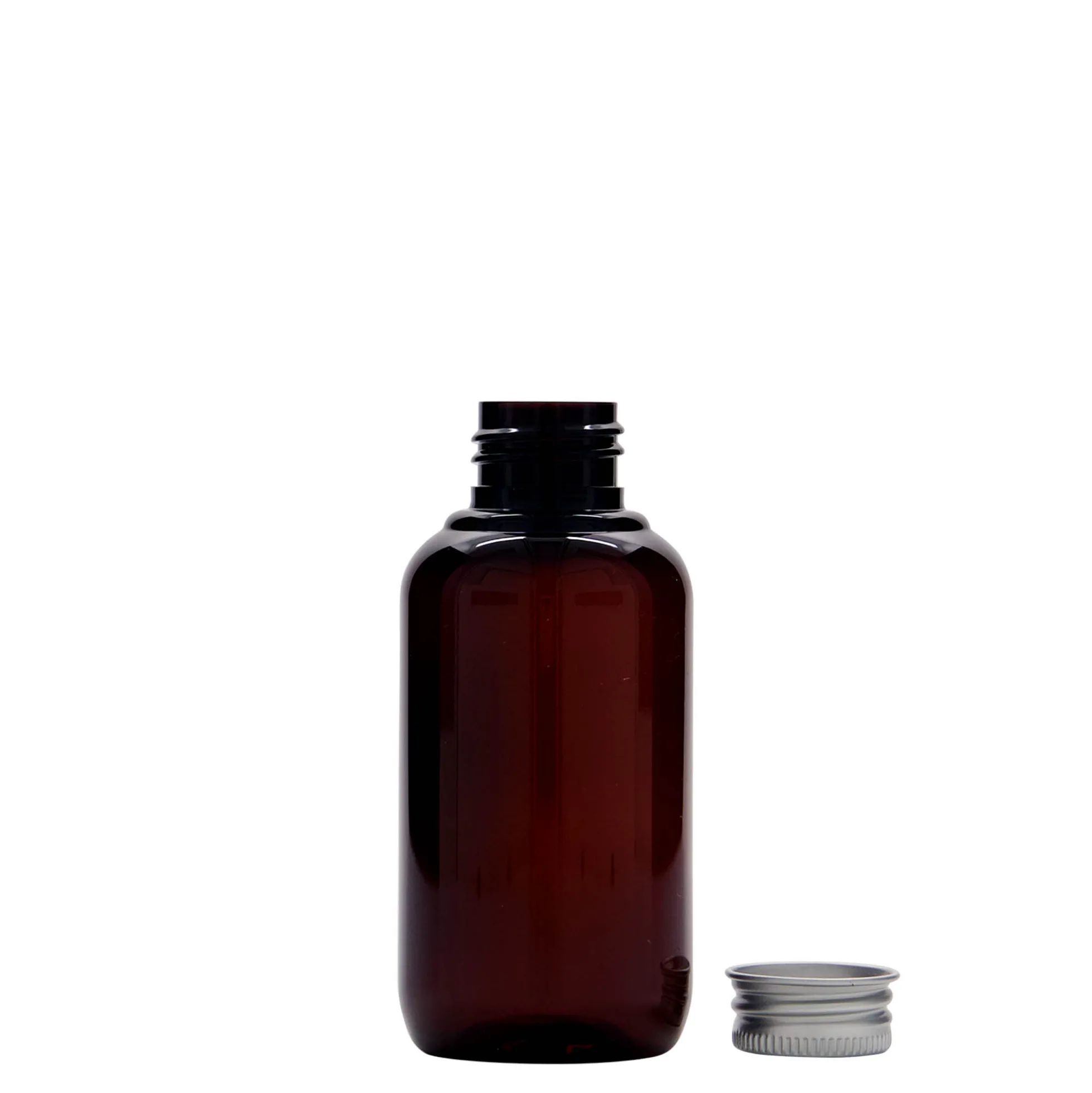 Bottiglia in plastica riciclata da 100 ml 'Victor's Best', PCR, marrone, bocca: 24/410