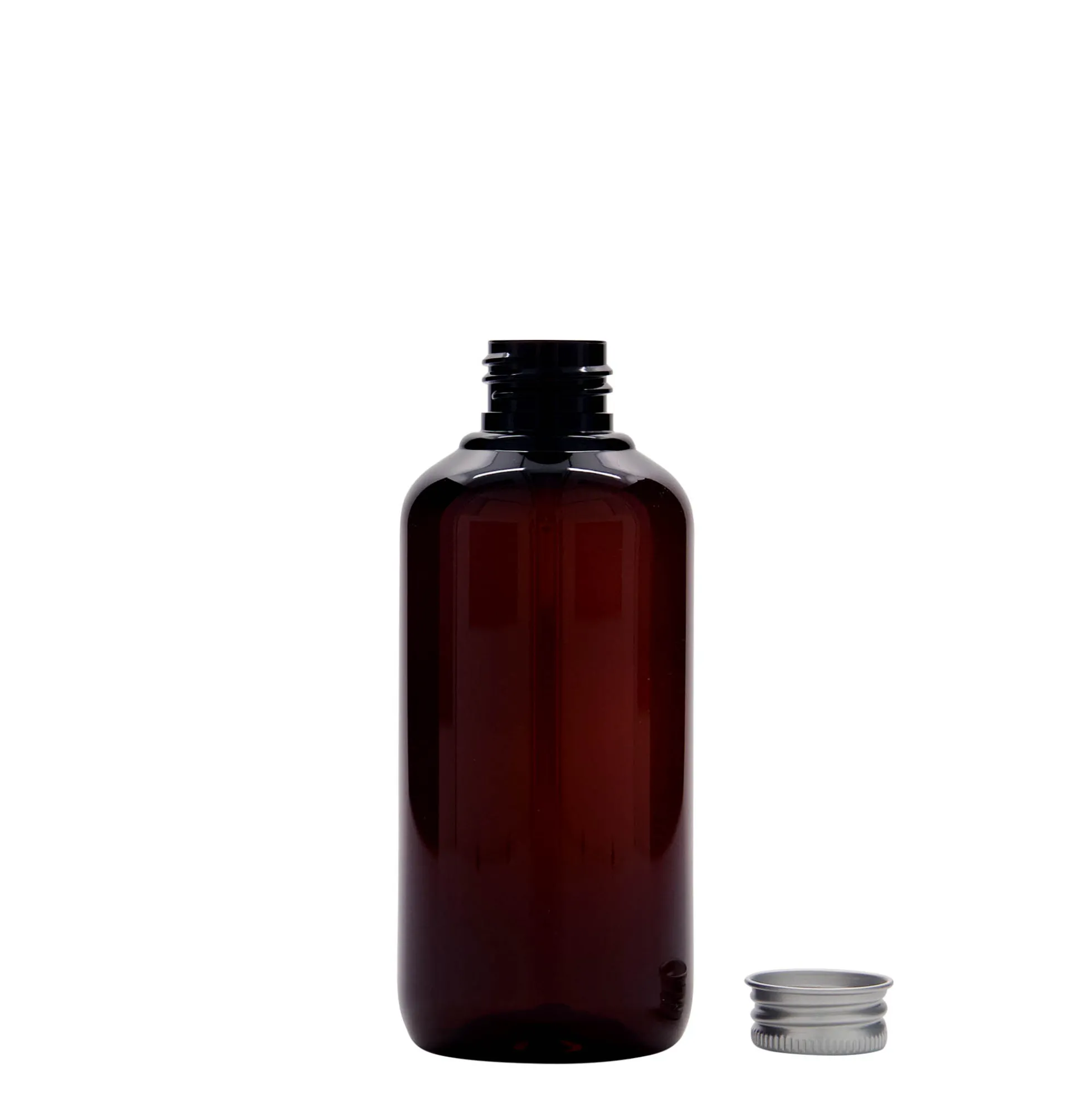 Bottiglia in plastica riciclata da 200 ml 'Victor's Best', PCR, marrone, bocca: 24/410