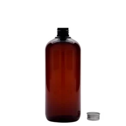 Bottiglia in plastica riciclata da 500 ml 'Victor's Best', PCR, marrone, bocca: 24/410