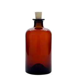 Bottiglia in vetro da 500 ml, da farmacista, marrone, bocca: sughero
