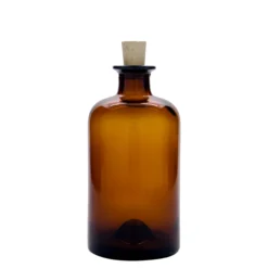 Bottiglia in vetro da 500 ml, da farmacista, marrone, bocca: sughero