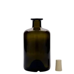 Bottiglia in vetro da 500 ml, farmacia, verde antico, bocca: sughero