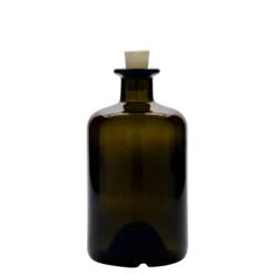 Bottiglia in vetro da 500 ml, farmacia, verde antico, bocca: sughero