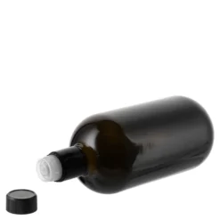 Bottiglia per aceto/olio da 750 ml 'Biolio', vetro, verde antico, bocca: DOP