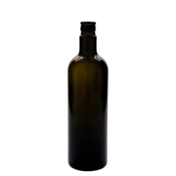 Bottiglia per aceto/olio da 750 ml 'Willy New', vetro, verde antico, bocca: DOP