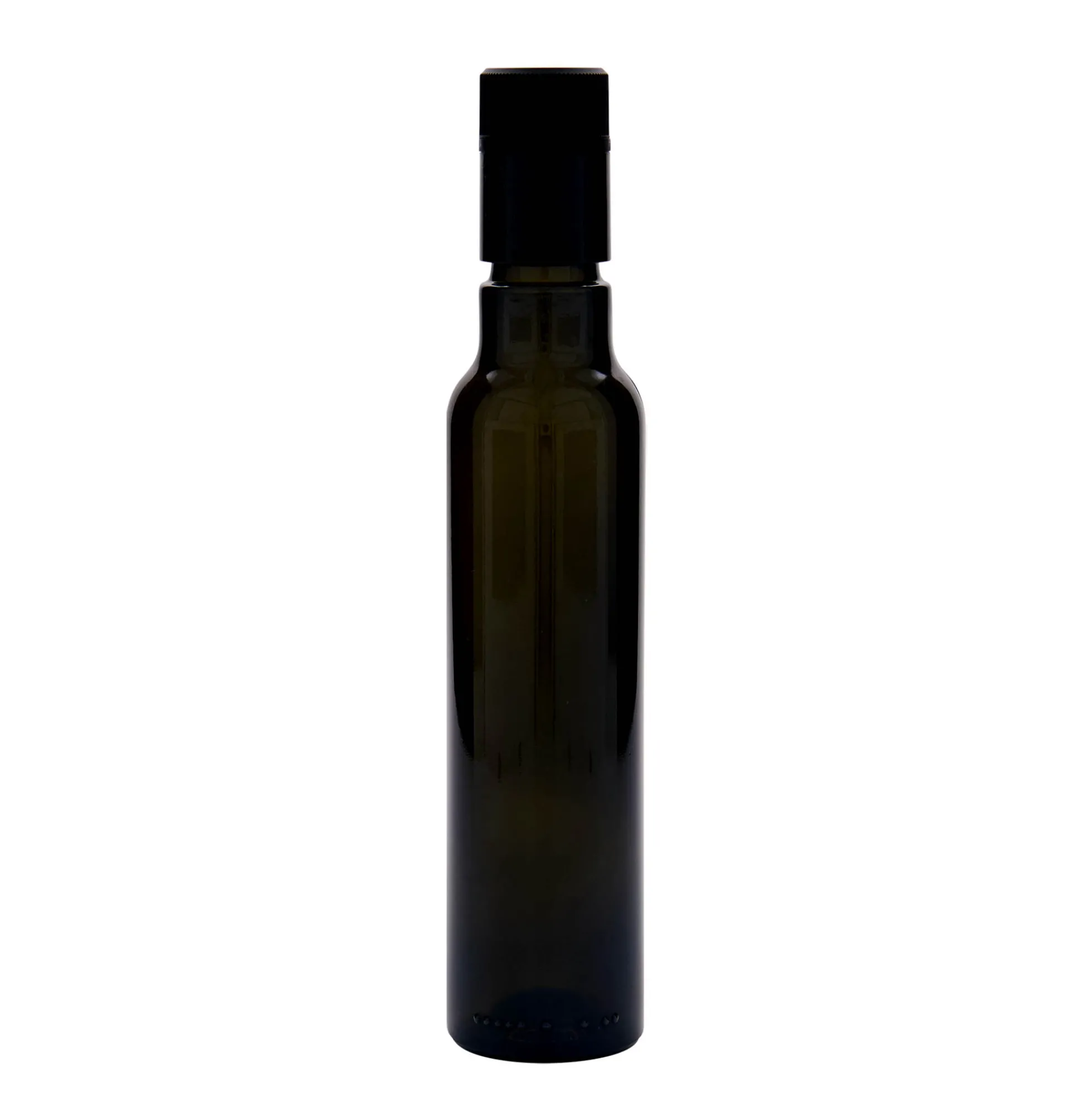 Bottiglia per aceto/olio da 250 ml 'Willy New', vetro, verde antico, bocca: DOP