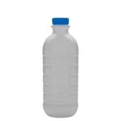 Bottiglia per latte da 1.000 ml, rettangolare, plastica HDPE, bianca, bocca: PEHD40