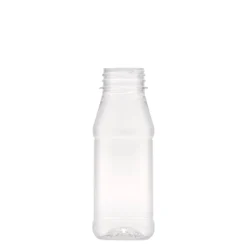 Bottiglia PET da 250 ml 'Milk and Juice Carré', quadrata, plastica, bocca: 38 mm
