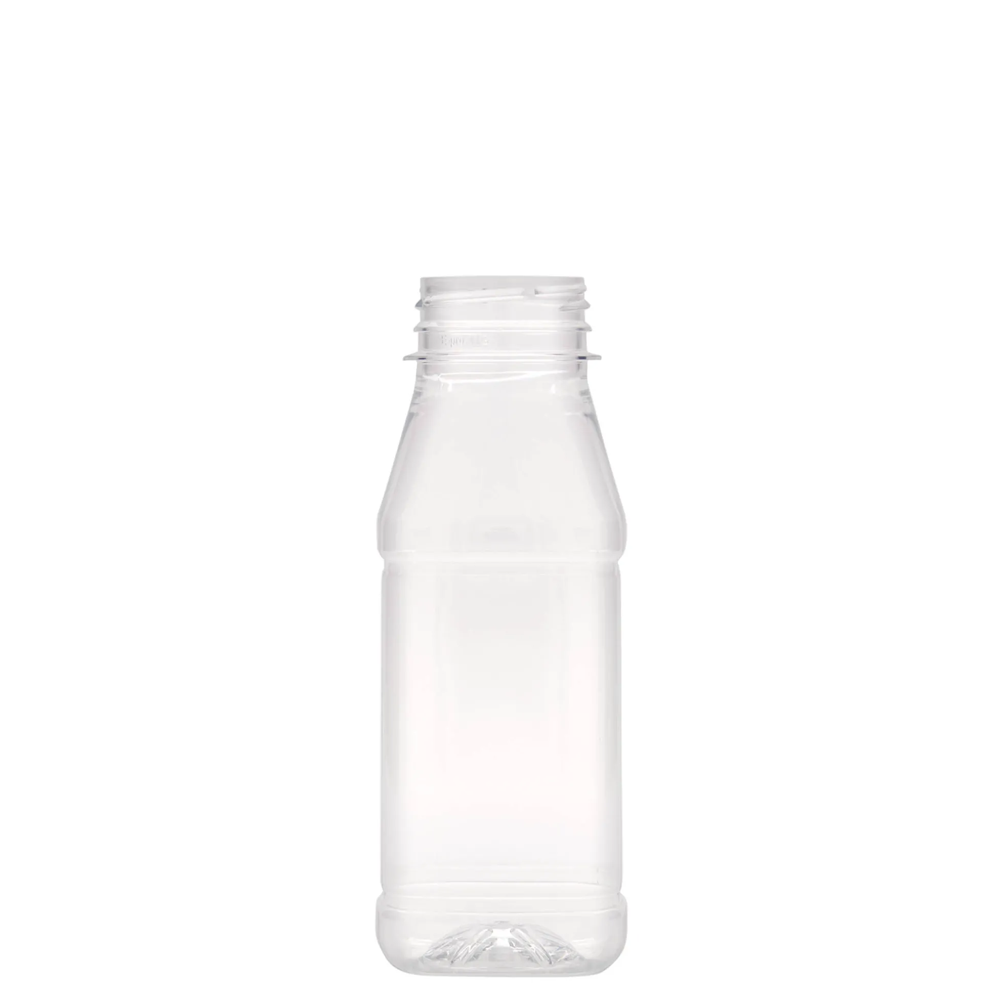 Bottiglia PET da 250 ml 'Milk and Juice Carré', quadrata, plastica, bocca: 38 mm
