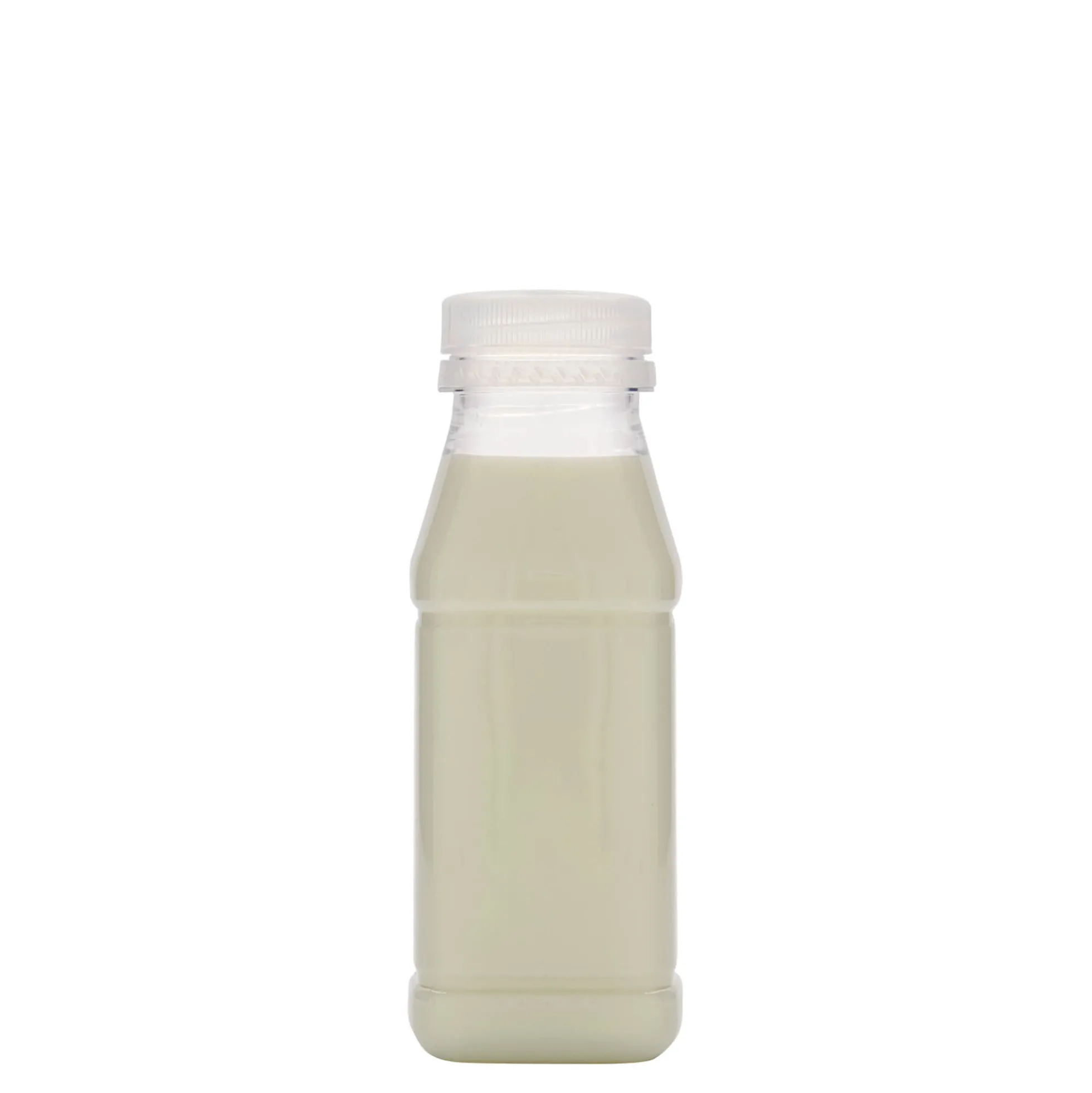 Bottiglia PET da 250 ml 'Milk and Juice Carré', quadrata, plastica, bocca: 38 mm