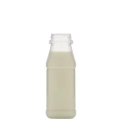 Bottiglia PET da 250 ml 'Milk and Juice Carré', quadrata, plastica, bocca: 38 mm