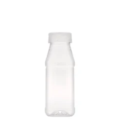 Bottiglia PET da 250 ml 'Milk and Juice Carré', quadrata, plastica, bocca: 38 mm