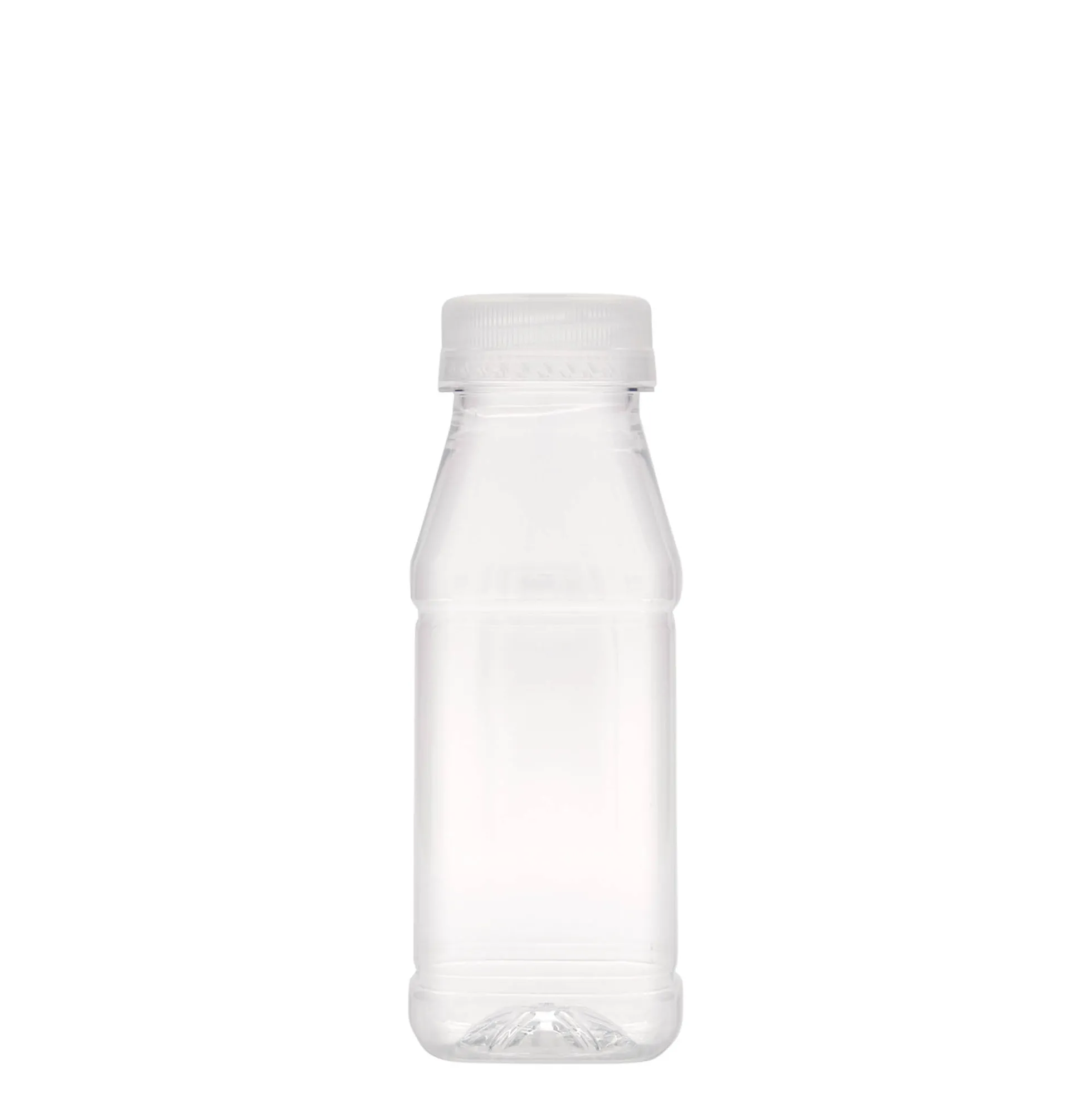 Bottiglia PET da 250 ml 'Milk and Juice Carré', quadrata, plastica, bocca: 38 mm
