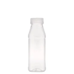Bottiglia PET da 330 ml 'Milk and Juice Carré', quadrata, plastica, bocca: 38 mm