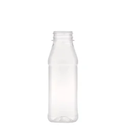 Bottiglia PET da 330 ml 'Milk and Juice Carré', quadrata, plastica, bocca: 38 mm