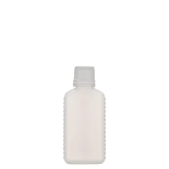 Bottiglia tanica da 50 ml, collo stretto, rettangolare, plastica HDPE, naturale, bocca: DIN 18